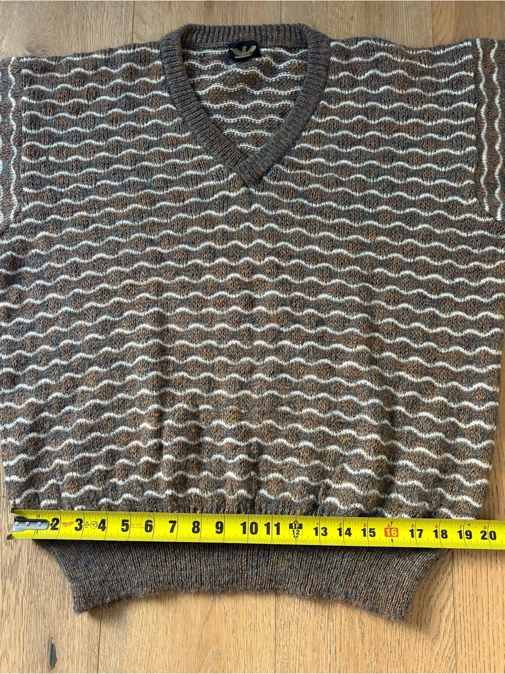 Giorgio Armani V-Neck Archival Vintage 80s GA Eagle Slouchy Mohair Wool Sweater